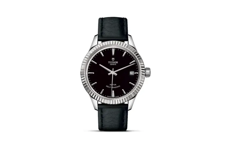 Tudor Style 34 Stainless Steel / Fluted / Black / Strap
