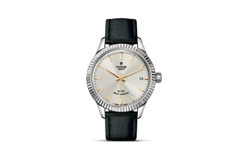Tudor Style 34 Stainless Steel / Fluted / Silver / Strap