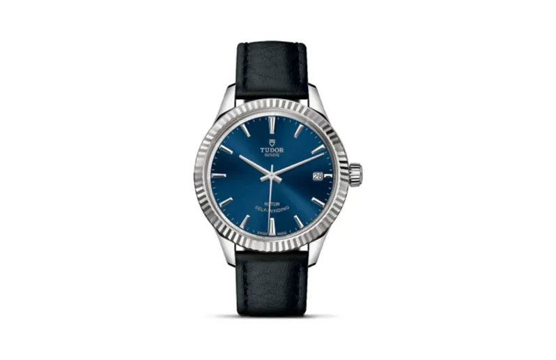 Tudor Style 34 Stainless Steel / Fluted / Blue / Strap