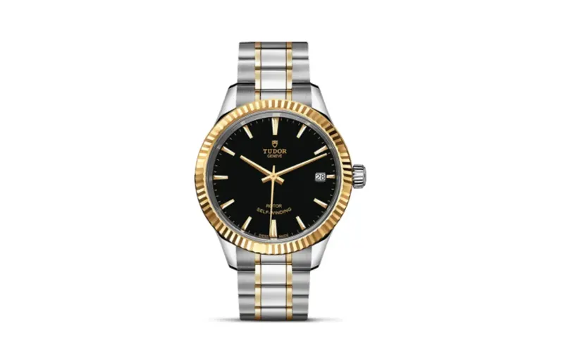 Tudor Style 34 Stainless Steel / Yellow Gold / Fluted / Black / Bracelet