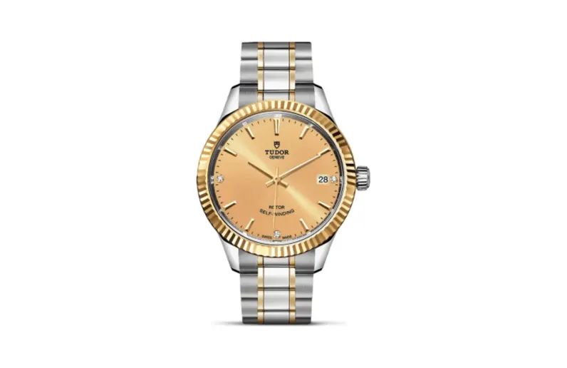 Tudor Style 34 Stainless Steel / Yellow Gold / Fluted / Champagne-Diamond / Bracelet
