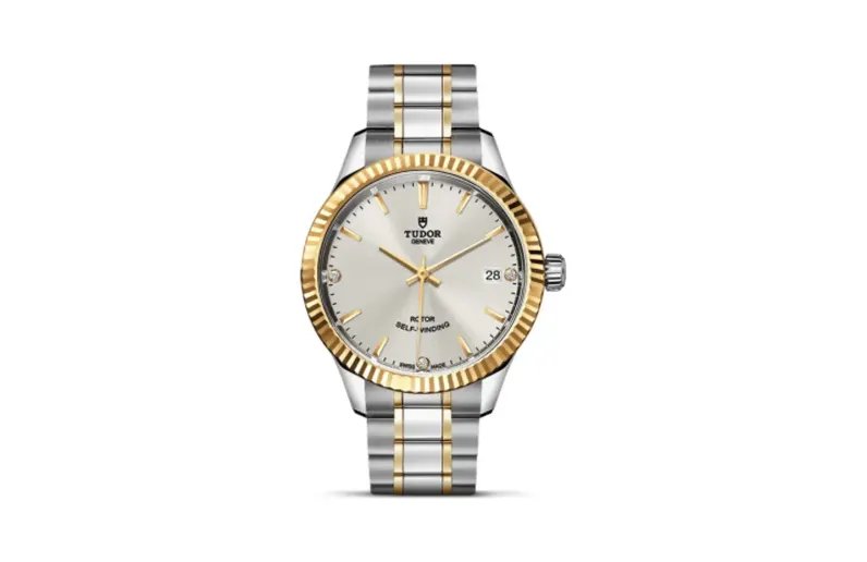 Tudor Style 34 Stainless Steel / Yellow Gold / Fluted / Silver-Diamond / Bracelet