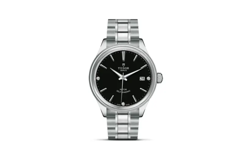 Tudor Style 38 Stainless Steel / Black-Diamond / Bracelet