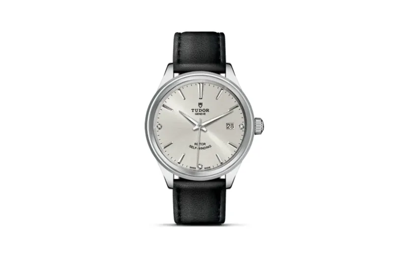 Tudor Style 38 Stainless Steel / Silver-Diamond / Strap