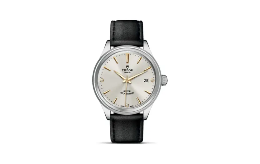 Tudor Style 38 Stainless Steel / Silver-Diamond / Strap