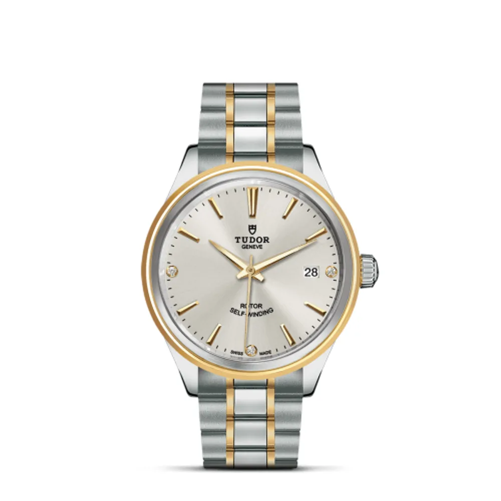 Tudor Style 38 Stainless Steel / Yellow Gold / Silver-Diamond / Bracelet