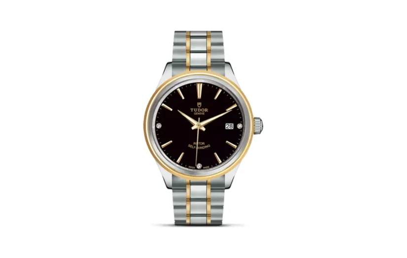 Tudor Style 38 Stainless Steel / Yellow Gold / Black-Diamond / Bracelet