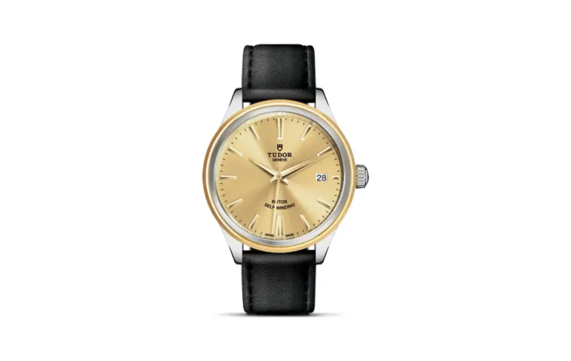 Tudor Style 38 Stainless Steel / Yellow Gold / Champagne / Strap