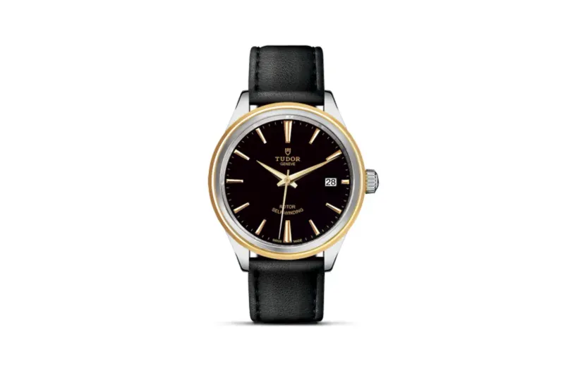 Tudor Style 38 Stainless Steel / Yellow Gold / Black / Strap