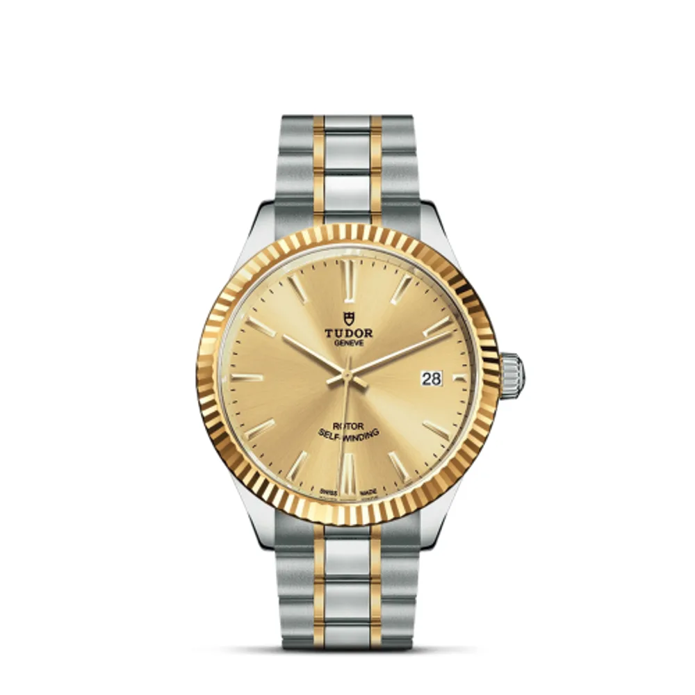Tudor Style 38 Stainless Steel / Yellow Gold / Fluted / Champagne / Bracelet