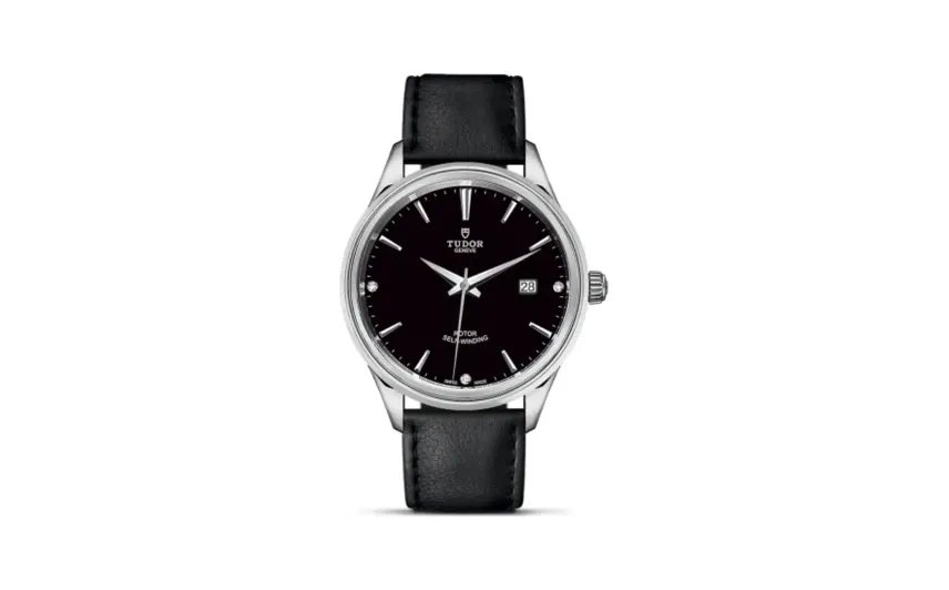 Tudor Style 41 Stainless Steel / Black-Diamond / Strap