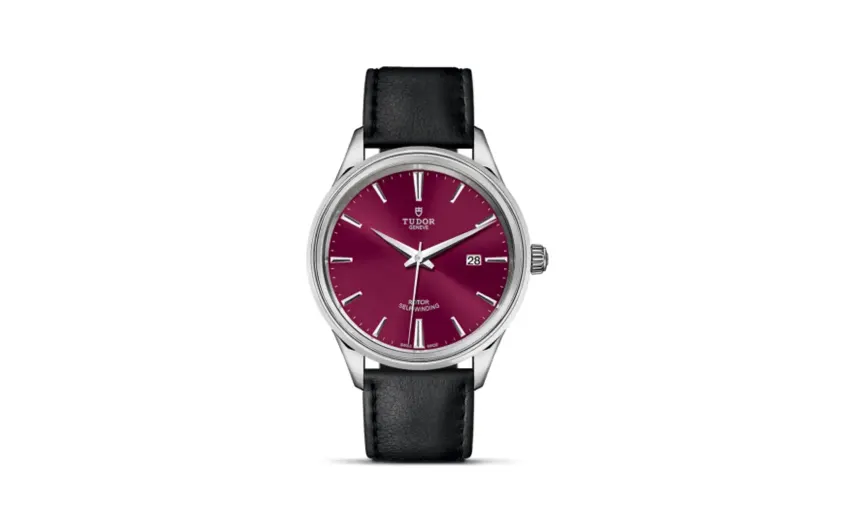 Tudor Style 41 Stainless Steel / Burgundy / Strap