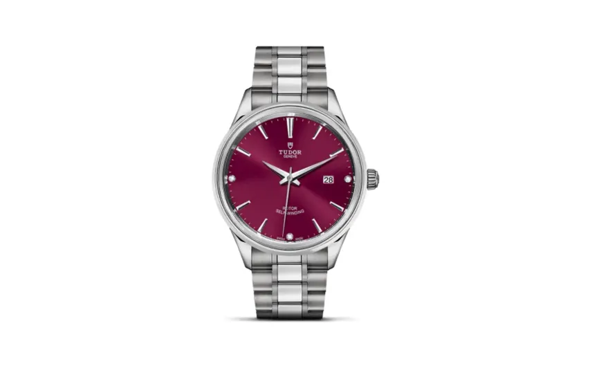 Tudor Style 41 Stainless Steel / Burgundy-Diamond / Bracelet