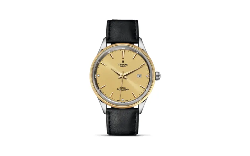 Tudor Style 41 Stainless Steel / Yellow Gold / Champagne-Diamond / Strap