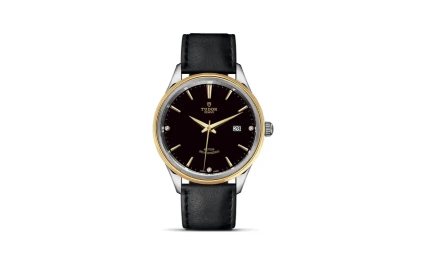Tudor Style 41 Stainless Steel / Yellow Gold / Black-Diamond / Strap