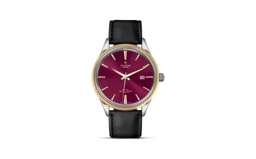Tudor Style 41 Stainless Steel / Yellow Gold / Burgundy / Strap