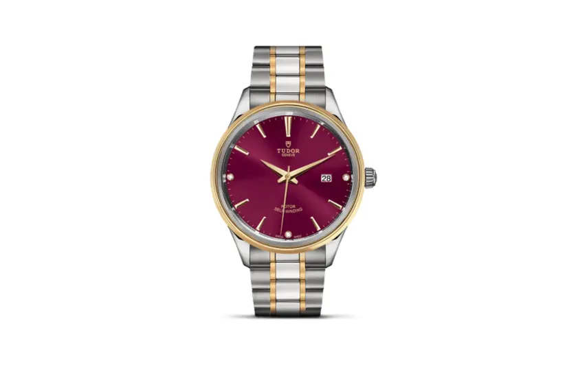 Tudor Style 41 Stainless Steel / Yellow Gold / Burgundy-Diamond / Bracelet