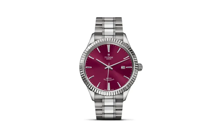 Tudor Style 41 Stainless Steel / Fluted / Burgundy / Bracelet