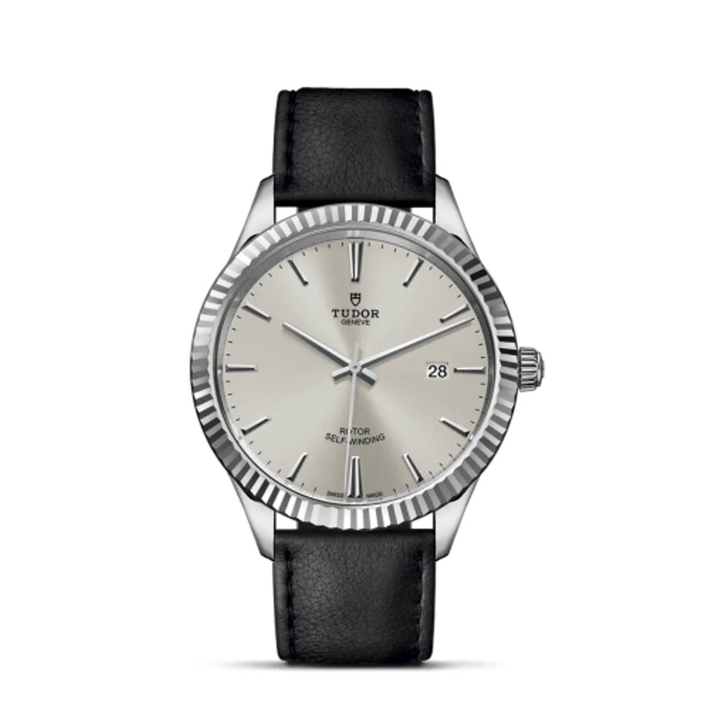 Tudor Style 41 Stainless Steel / Fluted / Silver / Strap