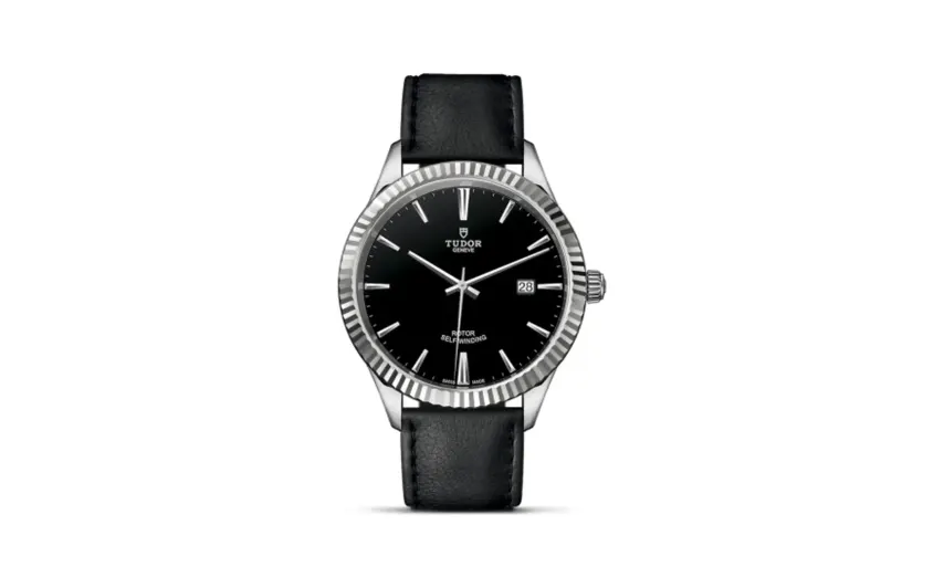 Tudor Style 41 Stainless Steel / Fluted / Black / Strap