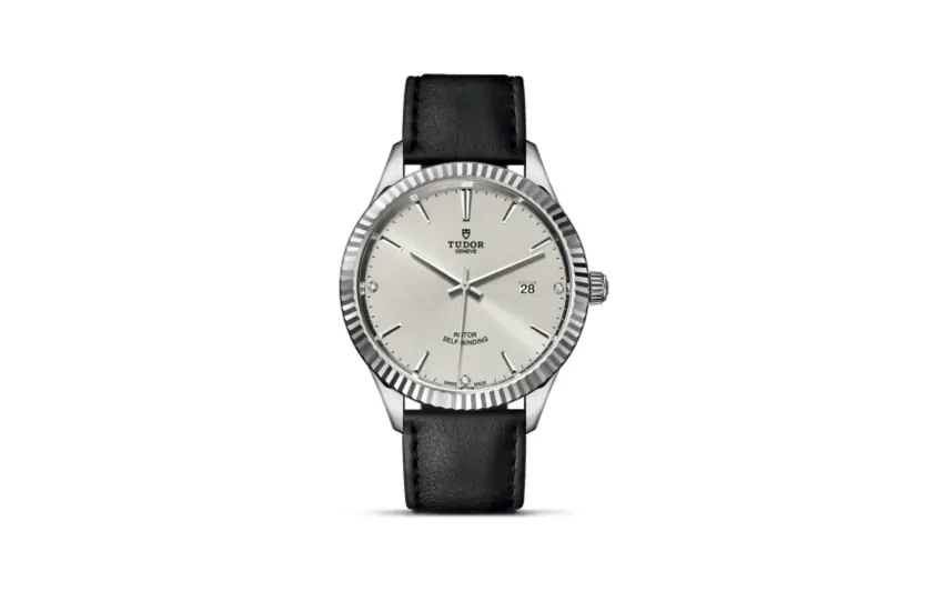 Tudor Style 41 Stainless Steel / Fluted / Silver-Diamond / Strap