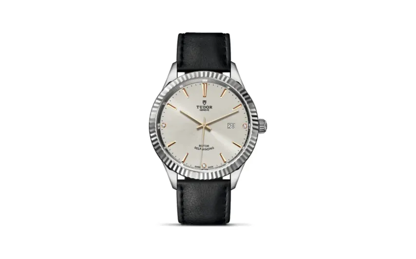 Tudor Style 41 Stainless Steel / Fluted / Silver-Diamond / Strap