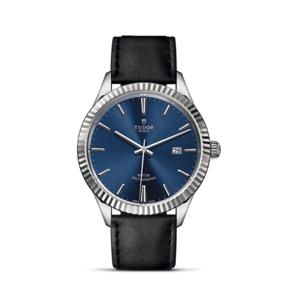 Tudor Style 41 Stainless Steel / Fluted / Blue / Strap