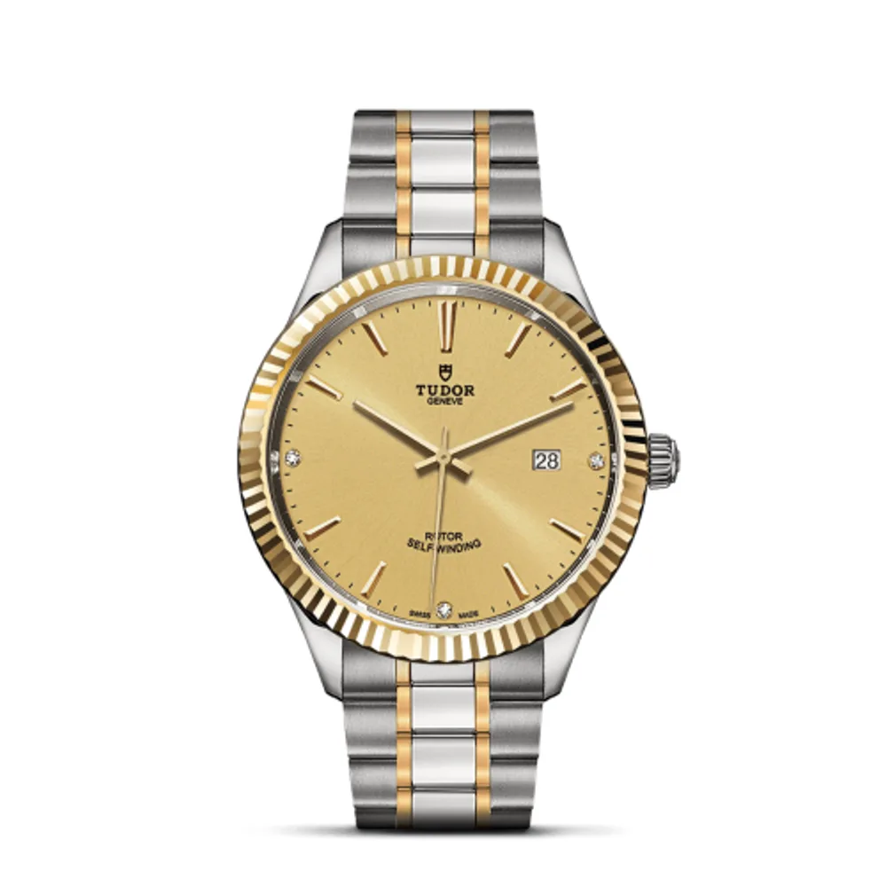 Tudor Style 41 Stainless Steel / Yellow Gold / Fluted / Champagne-Diamond / Bracelet