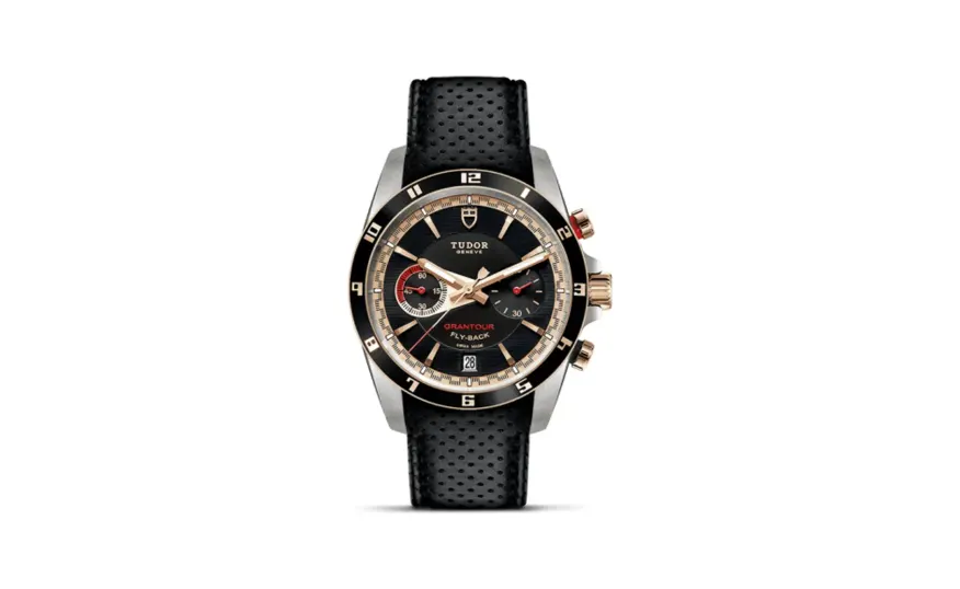 Tudor Grantour Flyback Stainless Steel / Pink Gold / Black / Strap