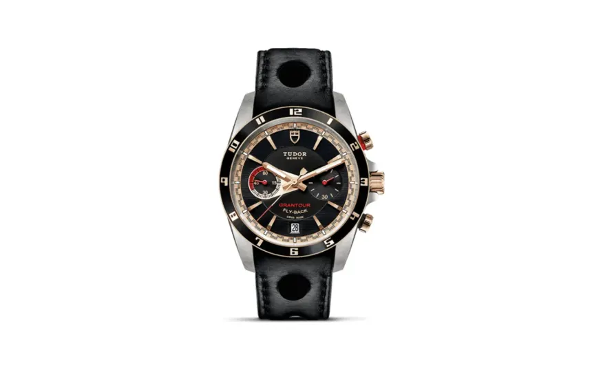 Tudor Grantour Flyback Stainless Steel / Pink Gold / Black / Strap