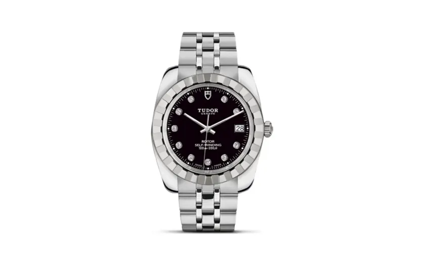 Tudor Classic 38 Stainless Steel / Fluted / Black-Diamond / Bracelet