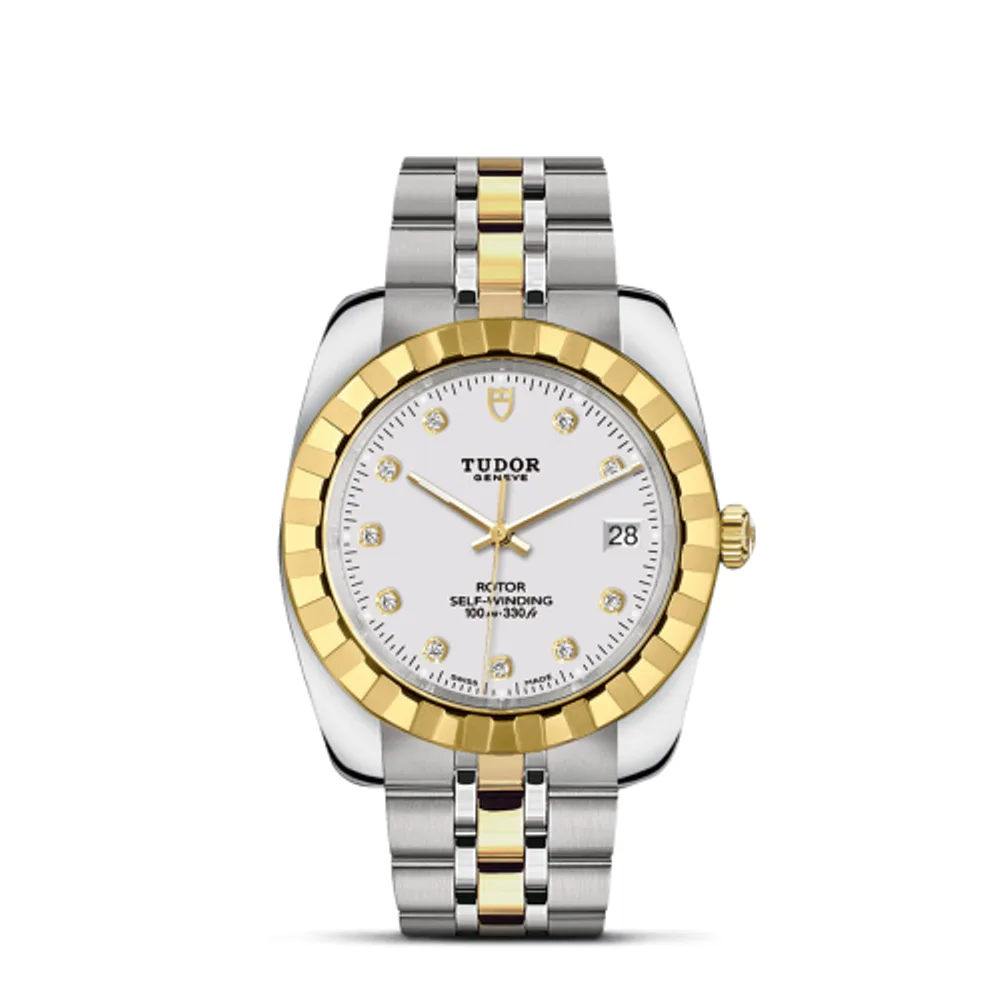 Tudor Classic 38 Stainless Steel / Yellow Gold / Fluted / White-Diamond / Bracelet
