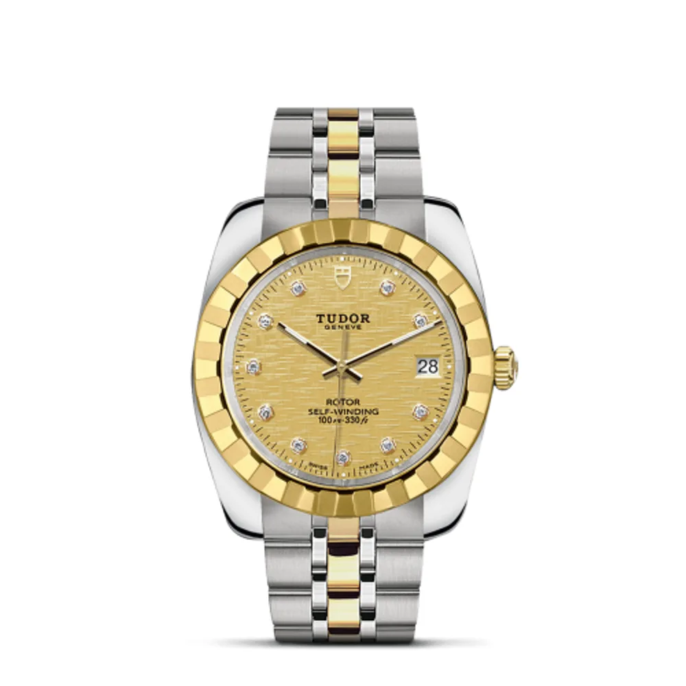 Tudor Classic 38 Stainless Steel / Yellow Gold / Fluted / Champagne-Diamond / Bracelet