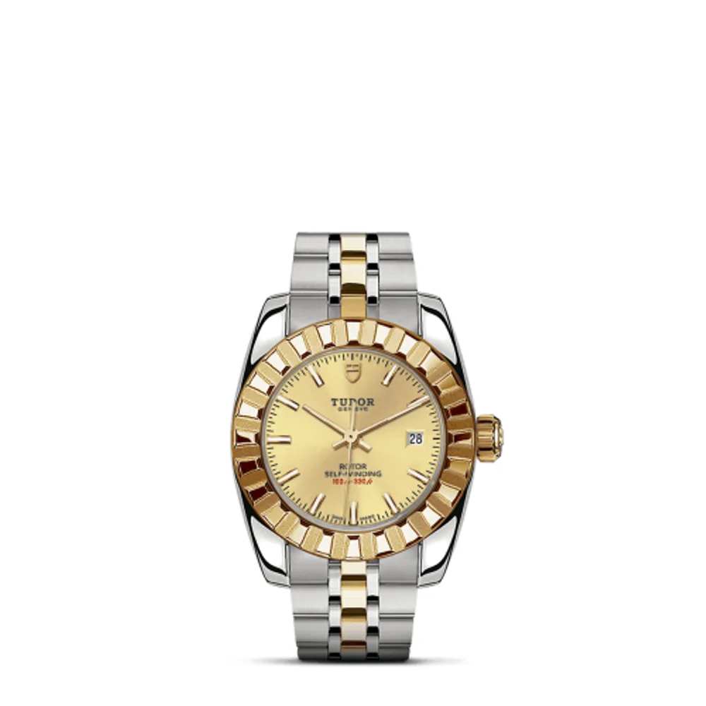 Tudor Classic 28 Stainless Steel / Yellow Gold / Fluted / Champagne / Bracelet