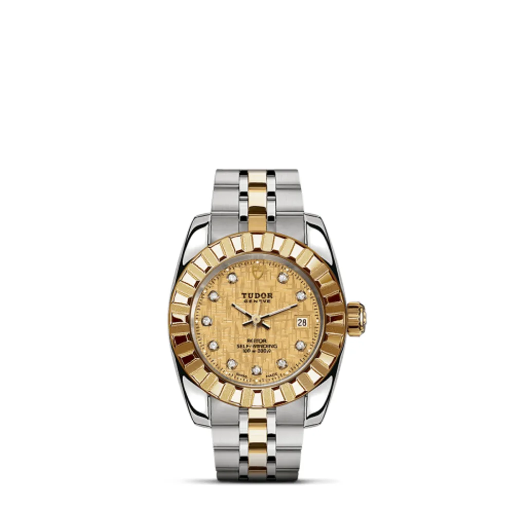 Tudor Classic 28 Stainless Steel / Yellow Gold / Fluted / Champagne-Diamond / Bracelet