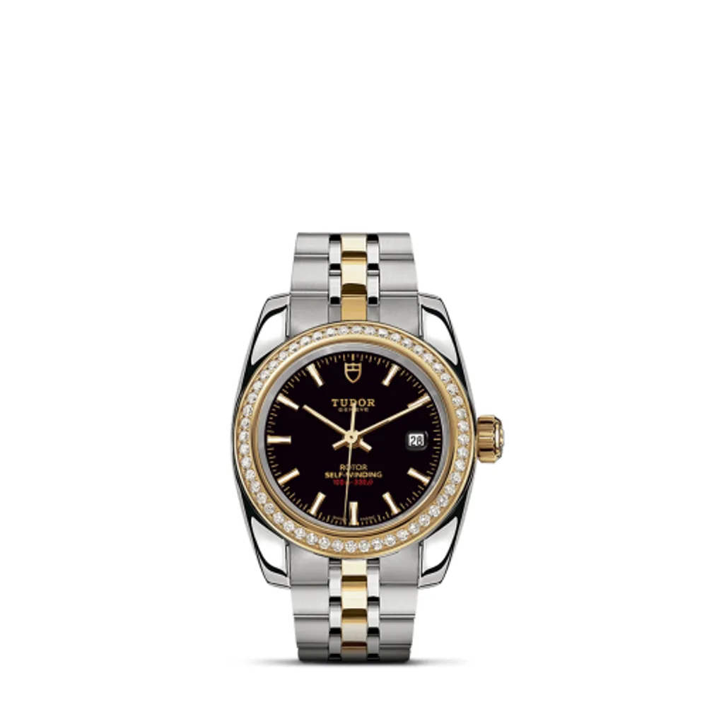 Tudor Classic 28 Stainless Steel / Yellow Gold / Diamond / Black / Bracelet