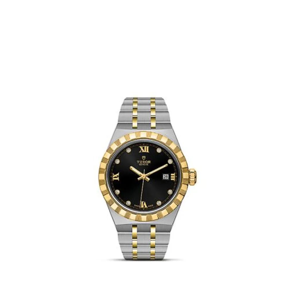 Tudor Royal Date 28 Stainless Steel / Yellow Gold / Black - Diamond