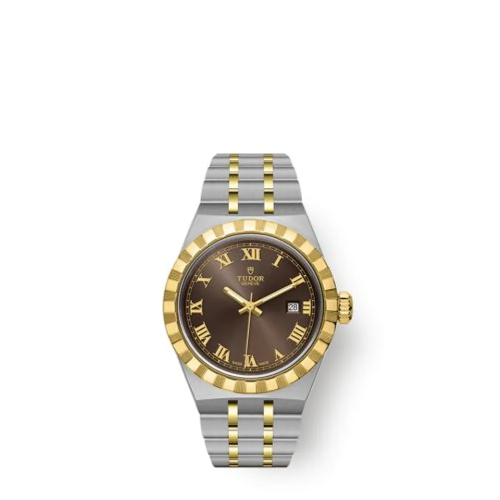 Tudor Royal Date 28 Stainless Steel / Yellow Gold / Chocolate - Roman