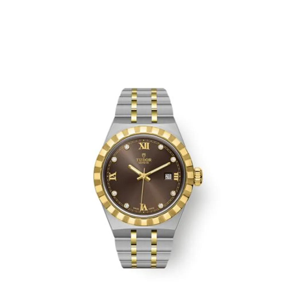 Tudor Royal Date 28 Stainless Steel / Yellow Gold / Chocolate - Diamond