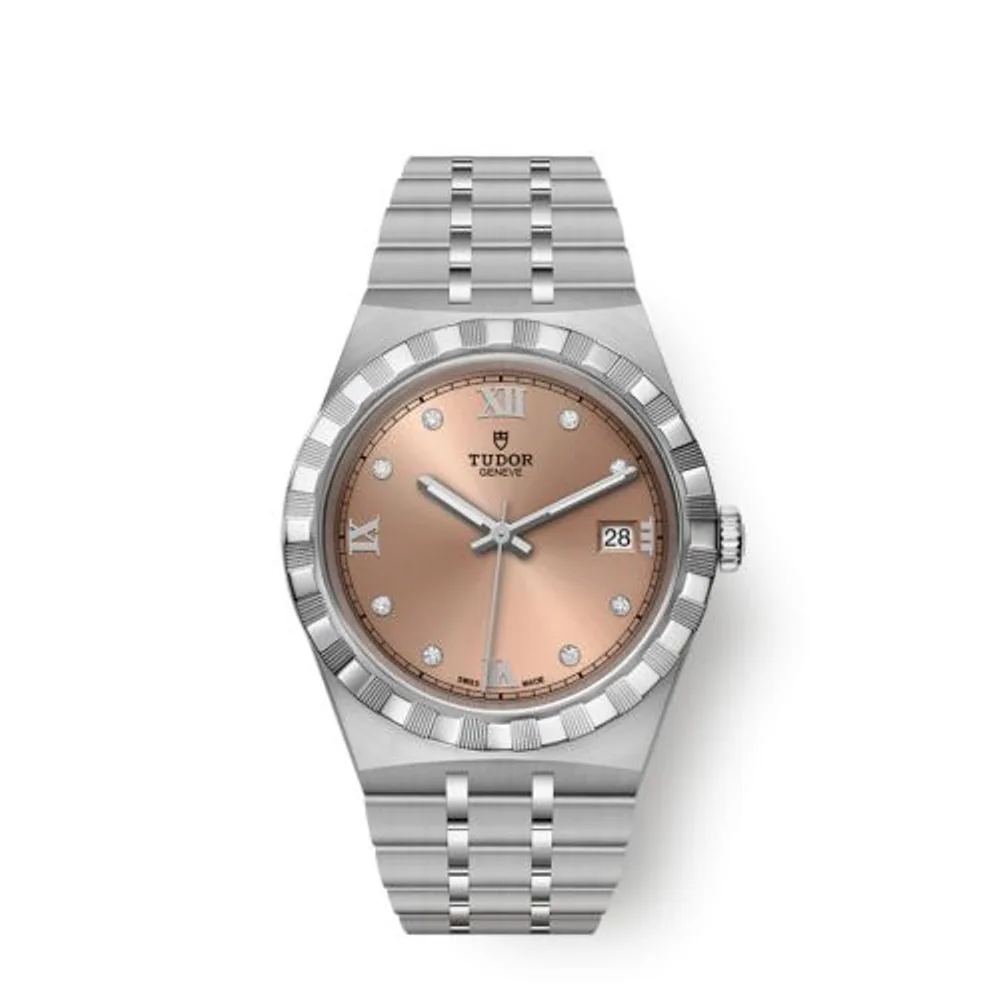 Tudor Royal Date 38 Stainless Steel / Salmon - Diamond
