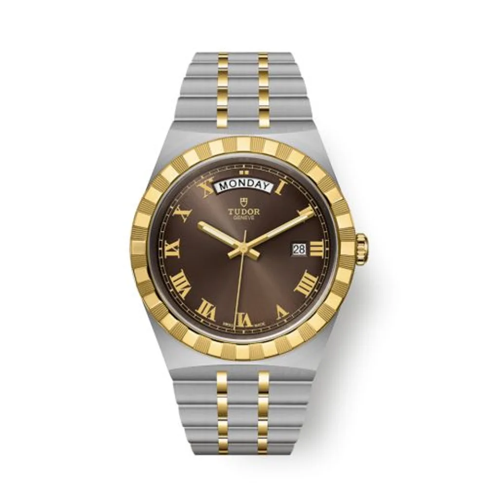 Tudor Royal Day-Date 41 Stainless Steel / Yellow Gold / Chocolate - Roman