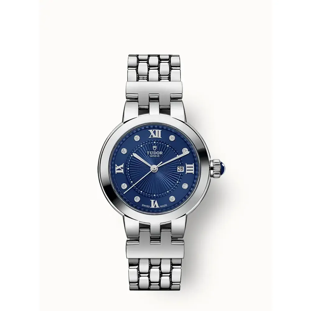 Tudor Clair de Rose, 30mm steel case, Diamond-set dial