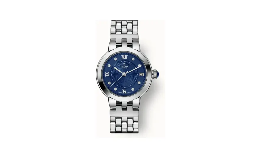 Tudor Clair de Rose, 34mm steel case, Diamond-set dial