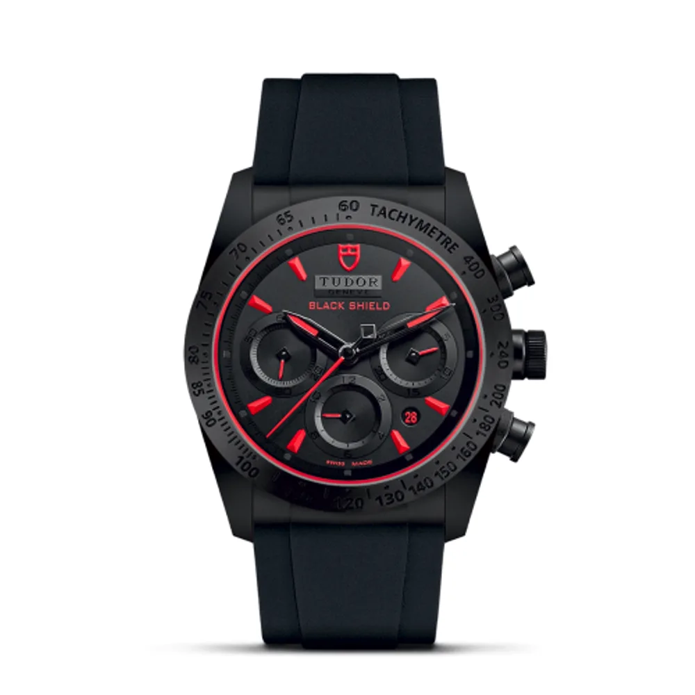 Tudor Fastrider Black Shield Ceramic / Black-Red / Rubber