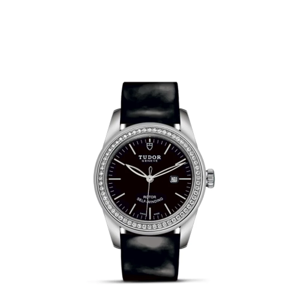 Tudor Glamour Date 31 Stainless Steel / Diamond / Black / Strap