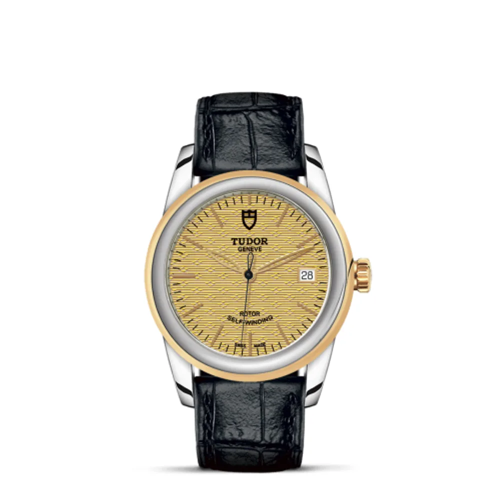 Tudor Glamour Date 36 Stainless Steel / Yellow Gold / Jacquard Champagne / Strap