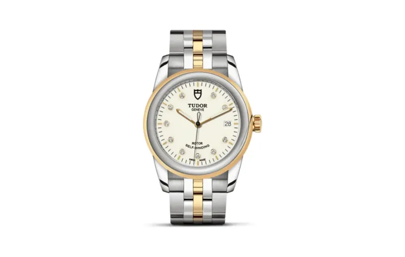 Tudor Glamour Date 36 Stainless Steel / Yellow Gold / Opaline-Diamond / Bracelet