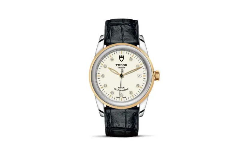 Tudor Glamour Date 36 Stainless Steel / Yellow Gold / Opaline-Diamond / Strap