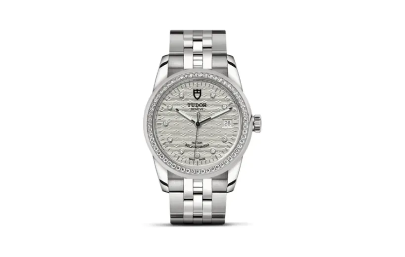 Tudor Glamour Date 36 Stainless Steel / Diamond / Jacquard Silver-Diamond / Bracelet
