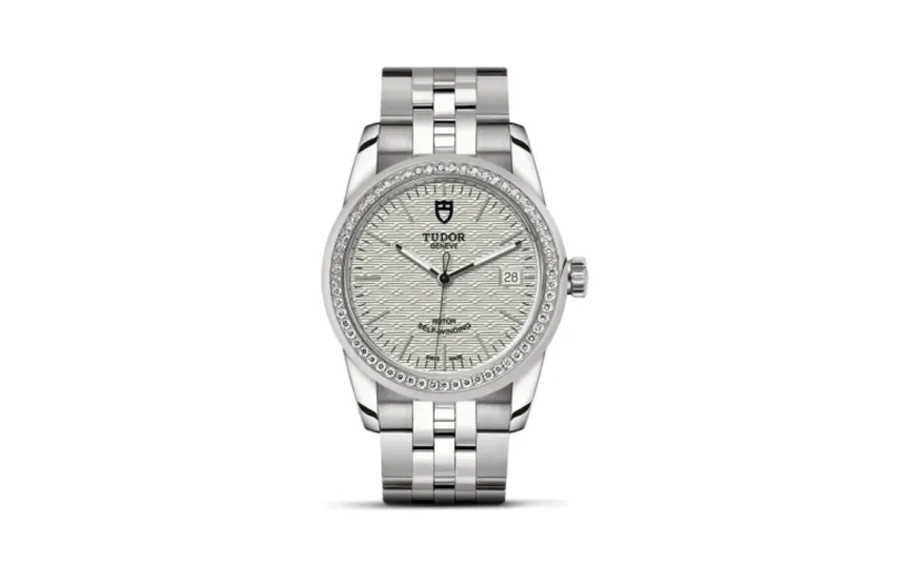 Tudor Glamour Date 36 Stainless Steel / Diamond / Jacquard Silver / Bracelet